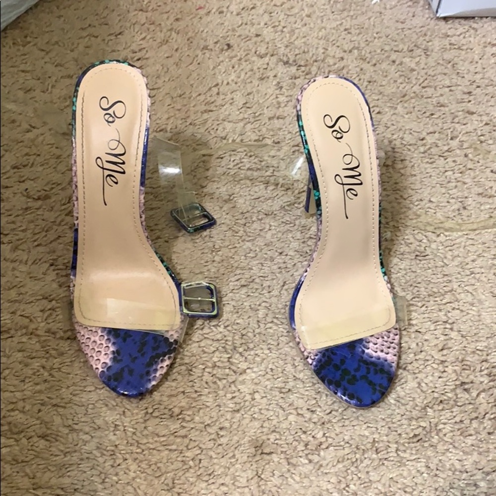 Snakeskin print wrap up heels